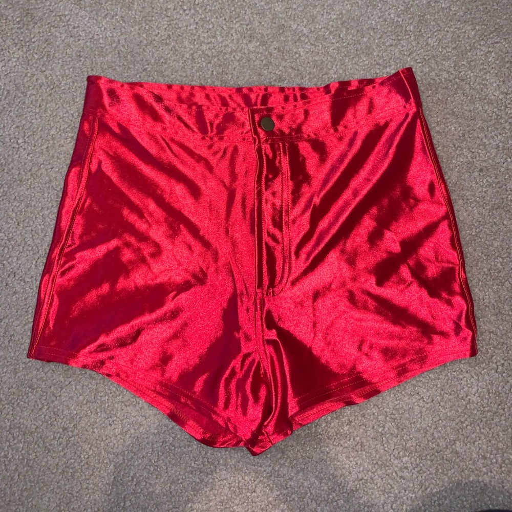 Cheeky red rave shorts